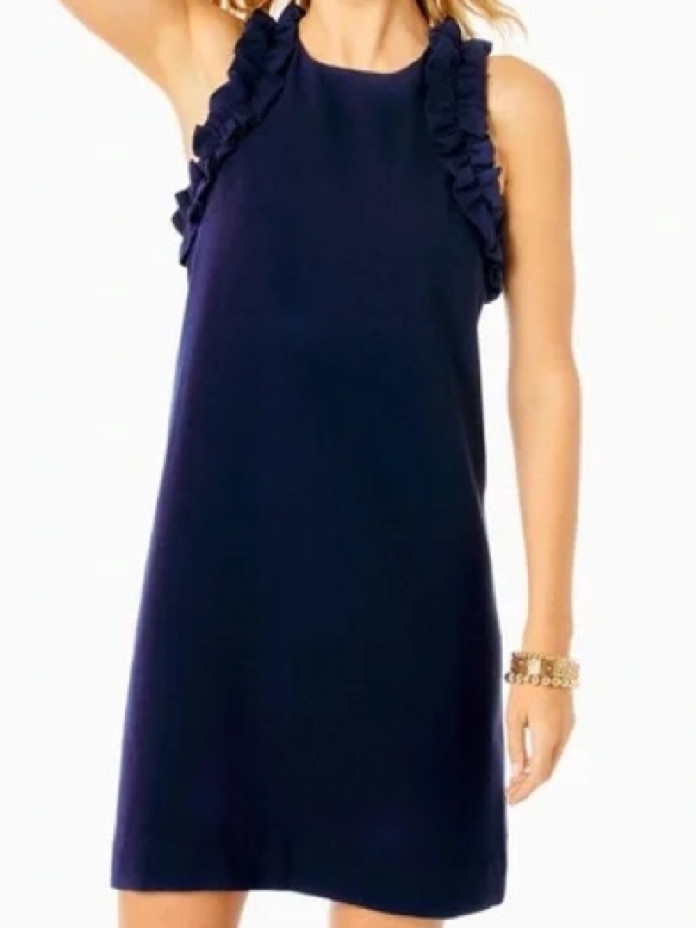 NEW Lilly Pulitzer Kailee Ruffle Shift True Navy Dress Medium NWT Size Large